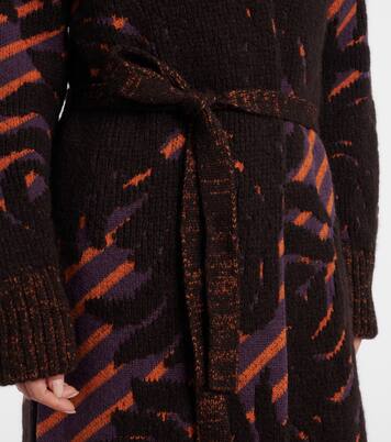 Wool and alpaca-blend jacquard wrap coat | Dries Van Noten