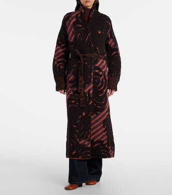 Wool and alpaca-blend jacquard wrap coat | Dries Van Noten