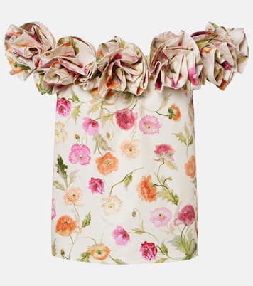 Floral-appliqué off-shoulder cotton-blend top | Carolina Herrera