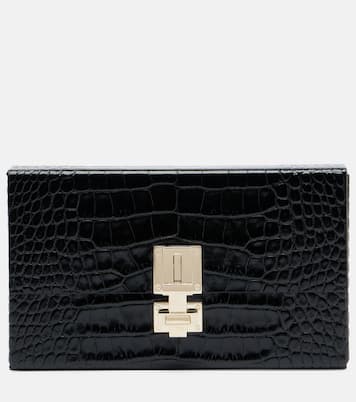 T Latch croc-effect leather box clutch | Tom Ford