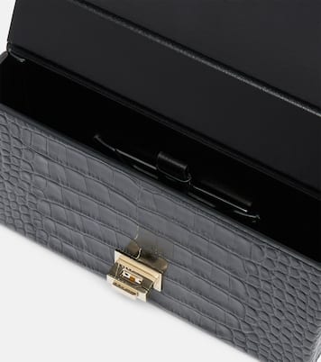 T Latch croc-effect leather box clutch | Tom Ford