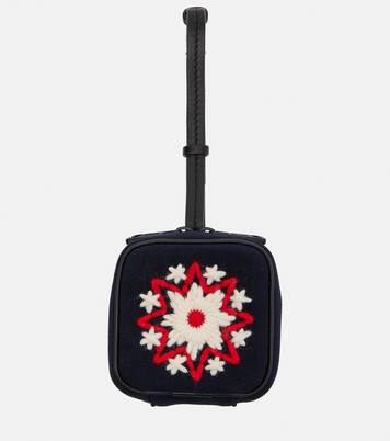 Embroidered leather-trimmed clutch | Moncler