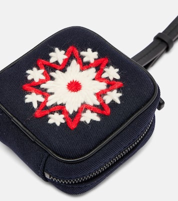 Embroidered leather-trimmed clutch | Moncler