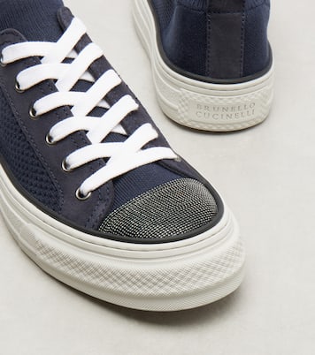 Monili suede-trimmed sneakers | Brunello Cucinelli