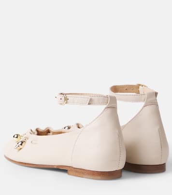 Verzierte Ballerinas aus Leder | Chloé Kids