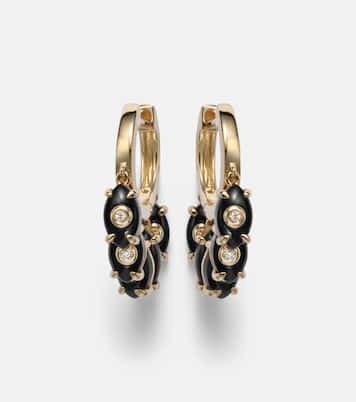 Ohrringe aus 14kt Gelbgold (585/1000) mit Diamanten und Onyx | Sydney Evan