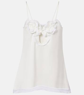 Floral-appliqué lace-trimmed silk satin camisole | Magda Butrym