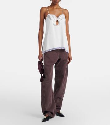 Floral-appliqué lace-trimmed silk satin camisole | Magda Butrym