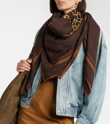 Cassandre printed wool twill scarf | Saint Laurent