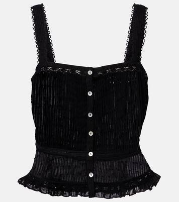 توب من القطن مقلّم بالدانتيل Berry | Poupette St Barth