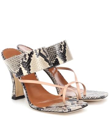 Snake-effect-leather sandals | Paris Texas