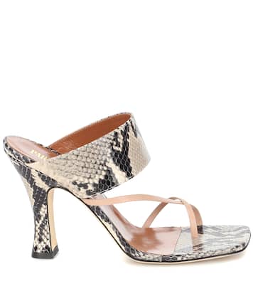 Snake-effect-leather sandals | Paris Texas