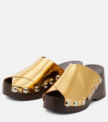 Mules en cuir métallisé à ornements | Ganni