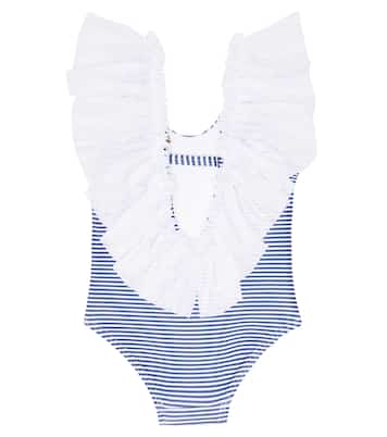 Baby x Disney® striped ruffle-trimmed swimsuit | Monnalisa