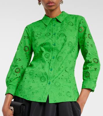 Blusa de algodón con bordado inglés | Carolina Herrera