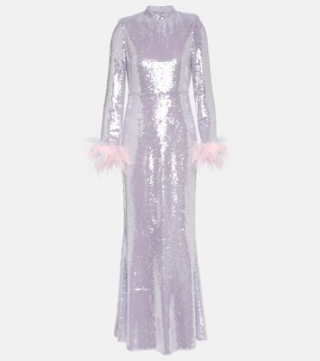 Robe mit Pailletten und Federn | Self-Portrait