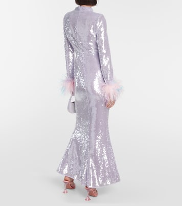 Robe mit Pailletten und Federn | Self-Portrait