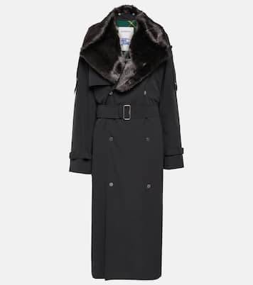 Faux fur-trimmed cotton-blend trench coat | Burberry