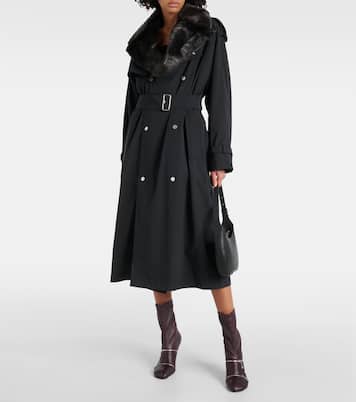 Faux fur-trimmed cotton-blend trench coat | Burberry