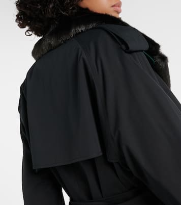 Faux fur-trimmed cotton-blend trench coat | Burberry