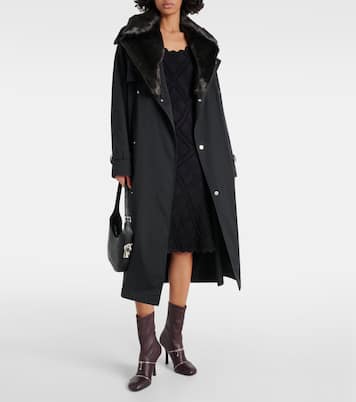 Faux fur-trimmed cotton-blend trench coat | Burberry