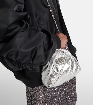 Schultertasche Crush Mini aus Metallic-Leder | Balenciaga