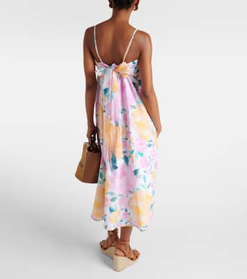 Abito midi in misto cotone e lino con stampa | Juliet Dunn