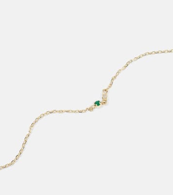 Tiny Emerald Goddess 14kt gold bracelet with emerald and diamonds | Stone and Strand