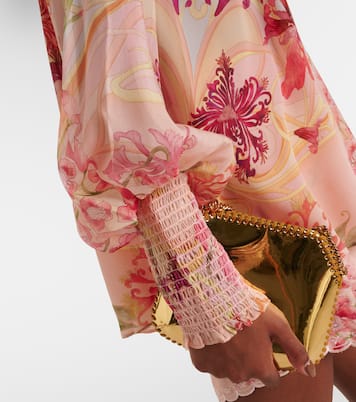 Verziertes Top  Blossoms and Brushstrokes aus Seide | Camilla