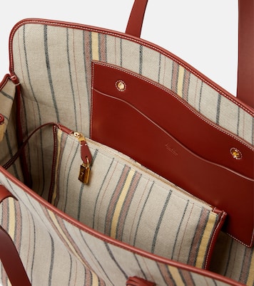 Laguna striped leather-trimmed tote bag | Loro Piana