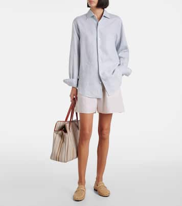 Laguna striped leather-trimmed tote bag | Loro Piana