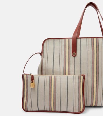 Laguna striped leather-trimmed tote bag | Loro Piana