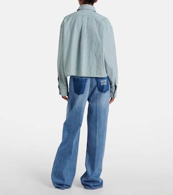 Chemise raccourcie en coton à carreaux | Miu Miu