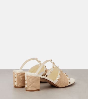 Rockstud leather and raffia mules | Valentino Garavani