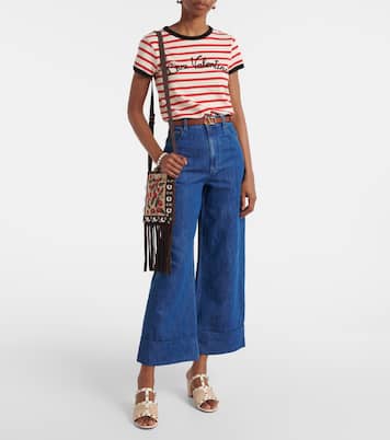 Rockstud leather and raffia mules | Valentino Garavani