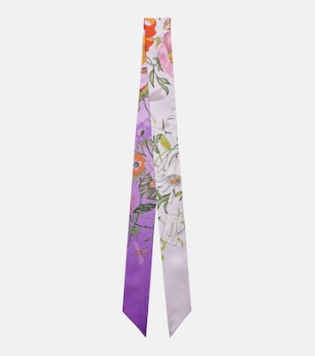 Sciarpa in twill di seta con stampa floreale | Gucci