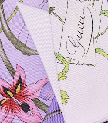 Sciarpa in twill di seta con stampa floreale | Gucci