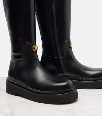 VLogo leather knee-high boots | Valentino Garavani