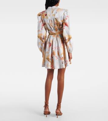 Vestido corto Ascension de lino floral | Zimmermann