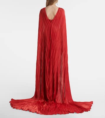 Caped pleated bustier gown | Marmar Halim