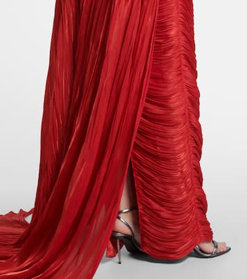 Caped pleated bustier gown | Marmar Halim