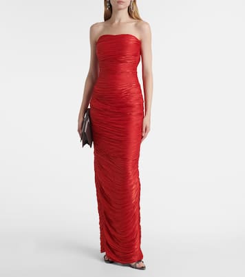 Caped pleated bustier gown | Marmar Halim