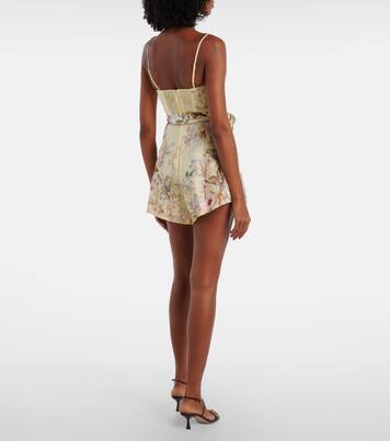 Rebellion floral linen and silk romper | Zimmermann
