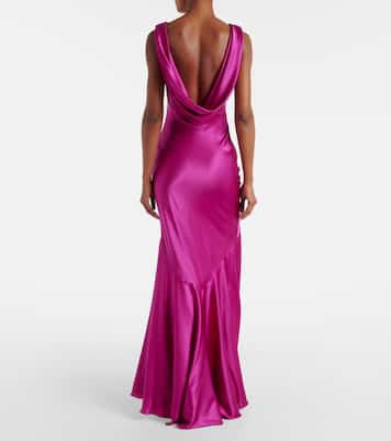 Open-back silk-blend satin maxi dress | Nina Ricci