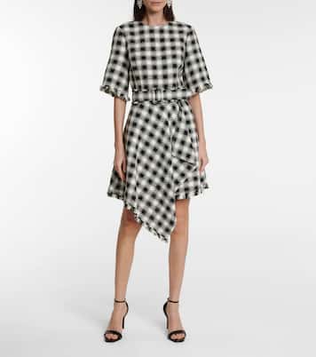 Checked asymmetric minidress | Oscar de la Renta