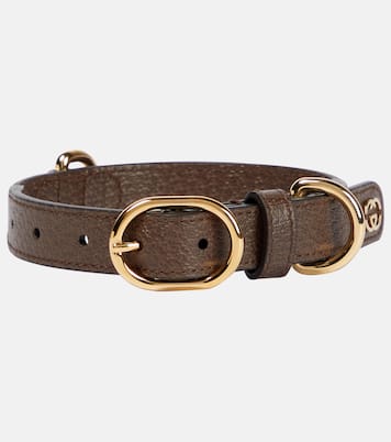 Interlocking G S/M faux leather dog collar | Gucci
