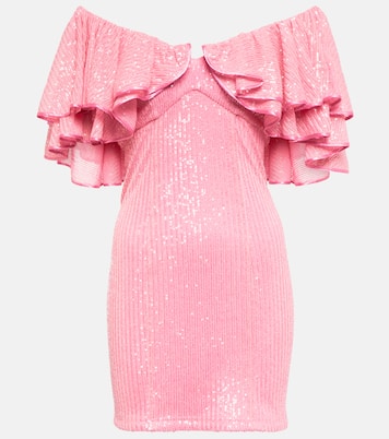 Vestido corto con lentejuelas y volantes | Rotate