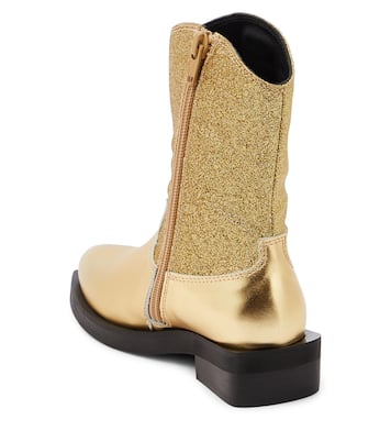 Bottines santiags en cuir à logo | Moschino Kids