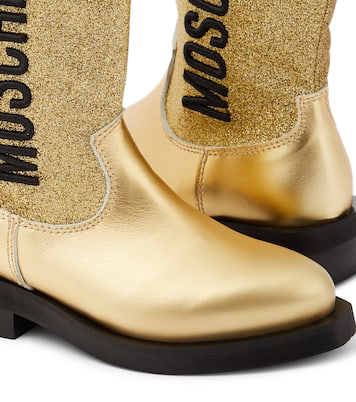 Bottines santiags en cuir à logo | Moschino Kids
