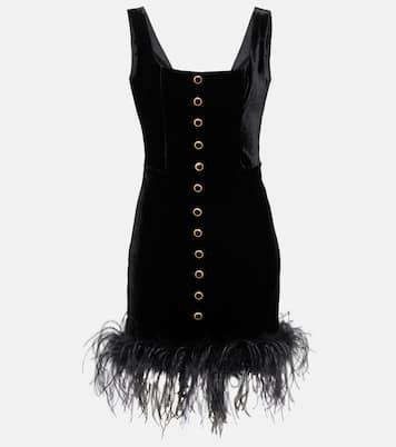 Feather-trimmed velvet minidress | Alessandra Rich